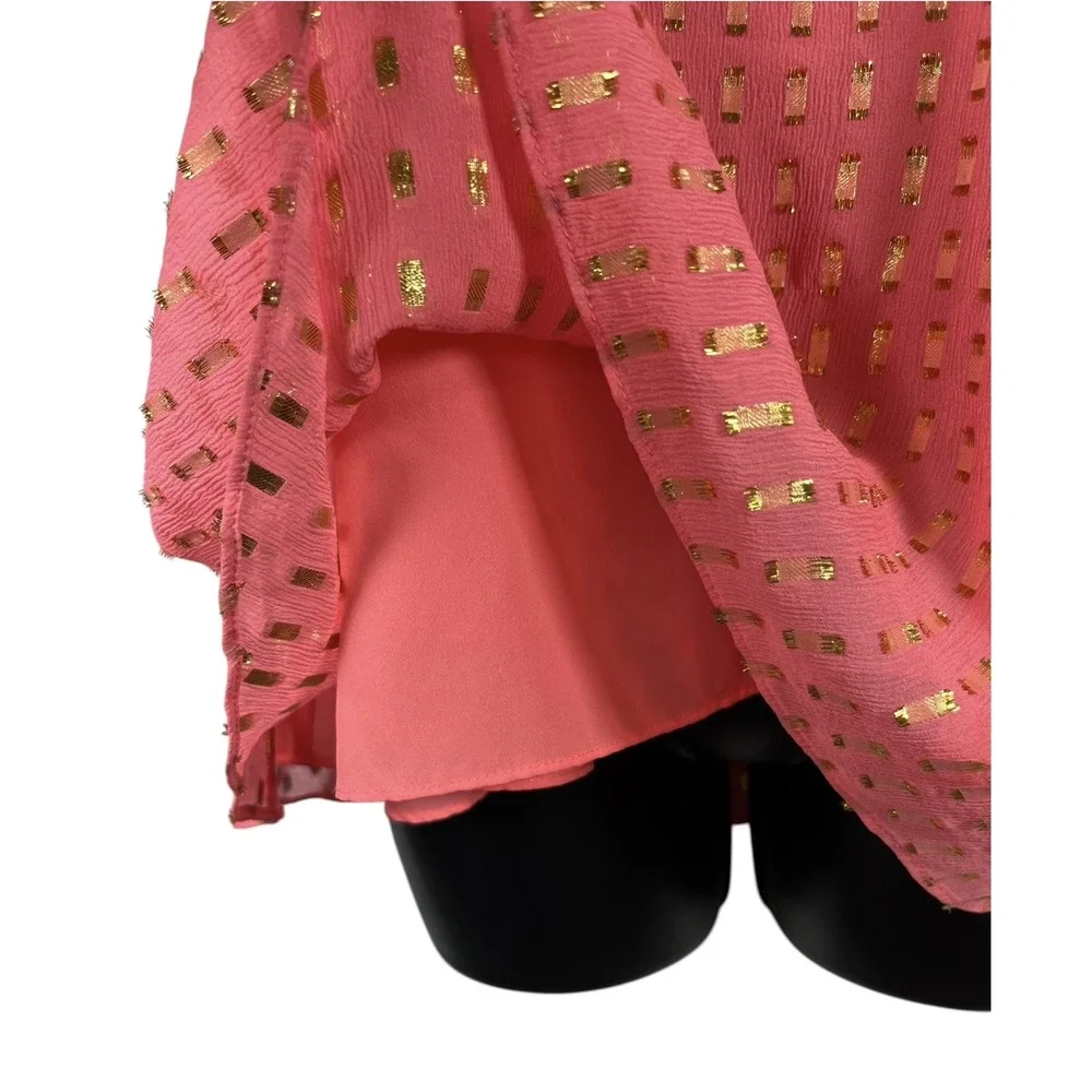 Lilly Pulitzer Sz XS Top Silk Pucker Pink Coral MetallicGold Maisy Camisole Tank